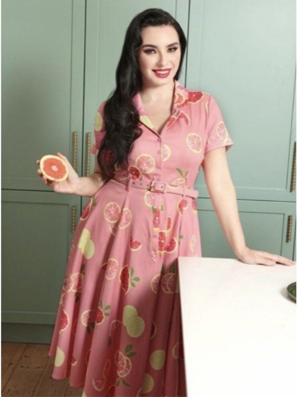 Collectif Caterina Grapefruit Swing Dress‎ Size 3XL